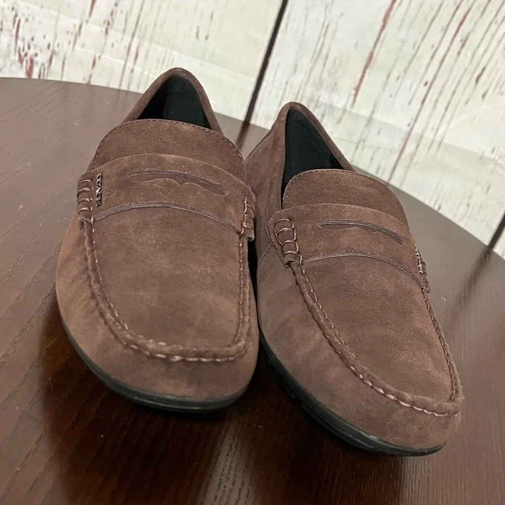 Coach MOTT DRIVER DARK MAHOGANY Men's Suede Loafers driving shoes size 8D NiB